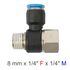 Pu Hose Fitting Tee 8mm X 1/4'f X 1/4'm